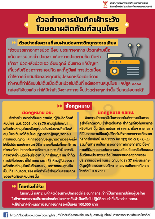 📣 ตัวอย่างการบันทึกเฝ้าระวังโฆษณาผลิตภัณฑ์สมุนไพรผ่านช่องทางวิทยุกระจายเสียง